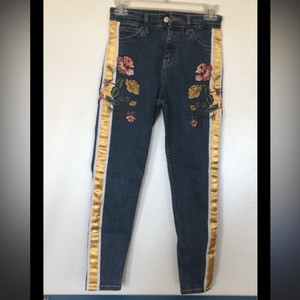 Topshop Moto Jamie Floral Stripe Jeans